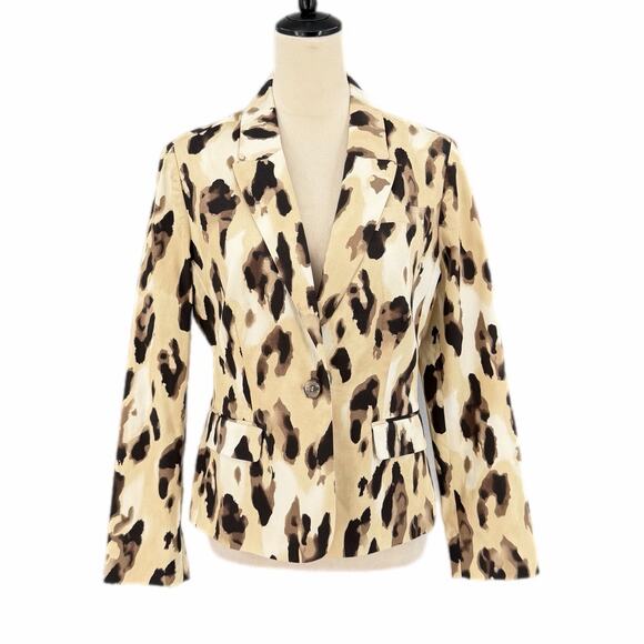 Chico's Jackets & Blazers - Chico’s NEW Sz 0 Tan Animal Print Workwear Office Corpcore Chic Blazer Jacket